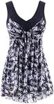 wantdo Women's One-Piece Push Up Swimsuits Modest Swim Dress Swimwear Beach Suit Black Coco 12-14