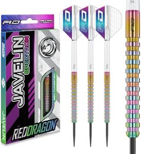 RED DRAGON Javelin Spectron 24 Gram Premium Tungsten Steeltip Darts Set with Dart Flights and Dart Shafts (Stems)