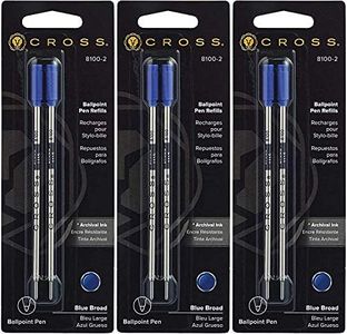 Cross Ballpoint Pen Refill, Broad Blue, 3 Pack 2 Per Card (8100-2)