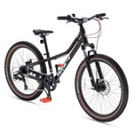 Royalbaby Kids Mountain Bike 24 Inch Wheels MTB Teens Sport Bicycle, Aluminium 8-Speed Hardtail Dual Disc Brakes Front Suspension Boys Girls Ages 7 to 17 Years, Black