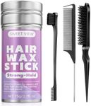 SWEET VIEW Hair Wax Stick & Slick Back Hair Brush, Flexible Hold Fly Away Hair Tamer, Hair Cream/Gel for Sleek Ponytail,Flyaways,Frizz, Non-Greasy Hair Styling Accessory Pomade/Balm for Toddler, Kid