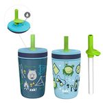 Zak Designs Campout and Camping Kelso Tumbler Set, Leak-Proof Screw-On Lid with Straw, Bundle for Kids Includes Plastic and Stainless Steel Cups with Bonus Sipper, 3pc Set, Non-BPA