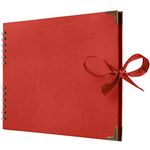 Bstorify Square Scrapbook Photo Albums 50 Pages (28 x 22 Cm) Red Thick Paper, Hardcover, Ribbon Closure - Ideal for Your Scrapbooking Albums, Art & Craft Projects (Red, 28 x 22 Cm)