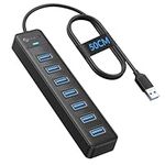 PHIXERO 7 Port USB Hub, 1.6FT Extend Long Cable USB Splitter 3.0 Multiple USB Port Expander, USB Extension Hub, Compatible with All USB 3.0/2.0/1.1 Port Device