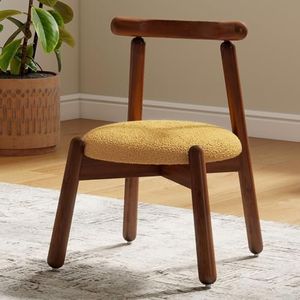 DAYAOUTDOOR Kid Chairs with Solid Wooden Frame, Toddler Armchair Comfy, Upholstered Kids Chair, Toddler Chairs Ages 1-4, Wooden Kids Chair for Playroom, Kindergarten & Preschool, Round Yellow