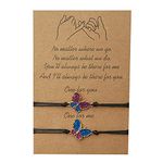 YUNCUTEE Friendship Bracelets Long Distance Pinky Promise Bracelets for Women Couples Best Friend Matching Bracelets for 2 Anklet Bracelet with Message Card (Butterfly)