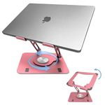 Swivel Laptop Stand for Desk – Adjustable Laptop Stand for Desk 360 Rotation – Raise, tilt, Rotate, Cool laptops with This Ergonomic Laptop Riser for Desk ipad Stand Laptop Cooling pad (Rose Gold)