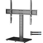 BONTEC Universal Table Top Pedestal TV Stand with Bracket for 32-65 inch LCD/LED/Plasma TVs, Height Adjustable TV stand with Tempered Glass Base & Cable Management, Holds 45 KG & Max.VESA 600x400mm