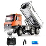 TOUCAN RC HOBBY HUINA 1:14 1598 Remote Control Dump Truck 6×6 Engineering Transport Vehicle 14 Channel Lifting Rod Dump Truck Hheadlight Sound Battery 2.4G Remote Control Toy Model