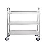 VEVOR Kitchen Utility Cart, 3 Tiers, Wire Rolling Cart with 450LBS Capacity, Steel Service Cart on Wheels, Metal Storage Trolley with 80mm Basket Curved Handle PP Liner 6 Hooks, for Indoor and Outdoor