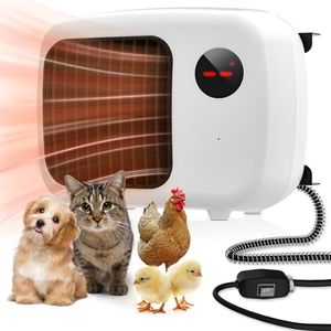 Dog House Heater with Thermostat: Pet House Heater with Overheat Protection, 300W 600W 2 Heating Mode, Anti Chew Cord, Chicken Coop Heater for Outside, Hound Kennel, Cat Cage, Rabbit Hutch