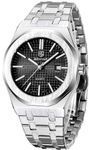 BENYAR Business Casual Silver Stainless Steel Date Display Analog Watch for Men (Silver-Black)