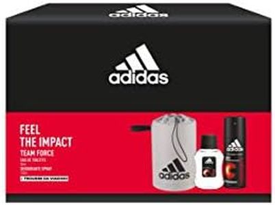 Adidas, Confezione Regalo Team Force: Profumo Uomo 50 ml, Deodorante Spray 150 ml e Trousse da Viaggio