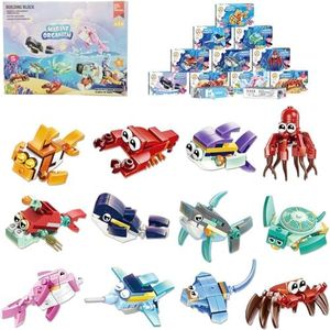 Afufu Regalos Fiesta Cumpleaños Infantil, 12Pack Animales Ladrillos Creativos Juegos de Construcción Bloques, Juguetes Infantiles Navidad Regalo Detalles Colegio para Niños y Niñas 4-12 años