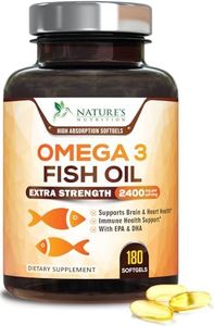 Omega 3 Fish Oil Concentrated Triple Strength 2400mg - EPA & DHA Fatty Acids Capsules, Non-GMO, Best Fish Oil Supplement by Nature's Nutrition, Lemon Flavor - 180 Softgels