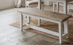 Florence White Bench | Kitchen Dining Table Bench 120cm | Solid Wood | Wide Wooden Seat | Kitchen Dining Room Hallway Seating