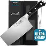 Cutluxe Cleaver Knife - 7" Meat Cleaver, Butcher Knife for Meat Cutting – German Steel Blade, Full Tang, Ergonomic Handle Design – Artisan Series