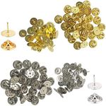 60 Pack Butterfly Clutch with Blank Pins,YuCool Pin Backs Tie Tacks Replacement for Craft&Jewelry Making-Pin Backs Locking(30 Silver and 30 Gold)