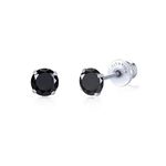 Limerencia Hypoallergenic G23 Implant Grade Titanium Screw Back Earrings Tragus 20G Helix F136 Piercing Post for Sensitive Ears Simulated Diamond Cartilage (5mm, Black CZ)