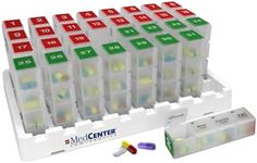 Monthly Medication Organizer for Drawer or Lock Box with 31 Pill Boxes and 4 Daily compartments by MedCenter (Standard Size)