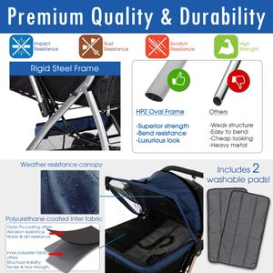 HPZ Pet Rover Stroller – Midnight Blue, Foldable Dog & Cat Carrier