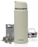 MIRA Stainless Steel Insulated Tea Infuser Bottle for Loose Tea - Thermos Travel Mug with Removable Tea Infuser Strainer-18 oz, Sand