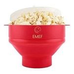 EMEF Microwave Popcorn Popper in an easy to make Popcorn Maker Collapsible Silicon Bowl (Red)