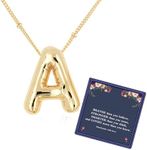 DIOWUS Bubble Letter Necklace For Women,Dainty Balloon Initial Necklaces 18k Gold Plated Chain Pendant Alphabet Necklaces For Girlfriend Charm Simple Gift Jewelry, Copper, No Gemstone