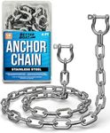 Stainless Steel Anchor Chain, Boat Anchor Chain, Anchor Chains for Boats, Stainless Anchor Chain, Double Boat Anchor Shackle Link Ends Marine Grade Boat Accessories 4 Ft Chain 1/4" Width