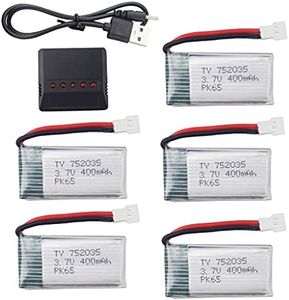 sea Jump 5PCS 3.7V 400mAh Li Battery with 5in1 Charger for SYMA Q11 H99W H31 H6C H98 TR-C385 TR-P51 TR-F22 Quadcopter Parts Aircraft Model Drone Battery AT-96