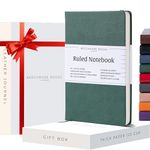 Beechmore Books Ruled Journal Notebook - A5 Green 160 Lined Pages 8.3 x 5.8 inch | Hardcover Leather Daily Journals For Writing - Thick 120gsm Cream Paper | Gifts for Men, Women