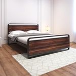 Homdec Vega Hybrid Wood and Metal Structure Bed (Black, Queen)