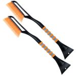 AstroAI 2Pack 27 Inch Snow Brush and Detachable Ice Scraper with Ergonomic Foam Grip for Cars, Trucks, SUVs (Heavy Duty ABS, PVC Brush)