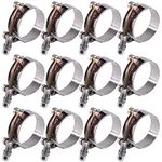 Glarks 8Pcs 44-51mm Stainless Steel T-Bolt Hose Clamps Turbo Intake Soft Hose Intercooler Clamps