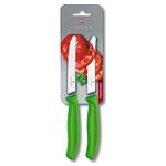 Victorinox Swiss Classic 3.2 Inch 2 Piece Tomato and Table Knife Wavy Edge Green