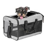 Conlun Dog Carrier Soft Sided, Large Cat Carrier with Inner Safety Leash, Pet Transport Carrier for Large Cats and Medium Dogs up to 20 Lbs, Collapsible Travel Puppy Carrier Bag -Gray L