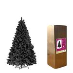 SHATCHI Bushy Imperial Pine Artificial Deluxe Christmas Tree Hinged Branches Pencil Point Tips with Metal Stand Xmas Home Decorations, PVC, Black, 4Ft/120CM