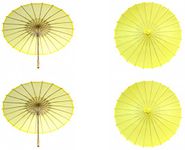 Koyal Wholesale 32-Inch Paper Parasol, 4-Pack Umbrella for Wedding, Bridesmaids, Party Favors, Summer Sun Shade (4, Yellow)