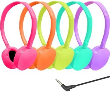 Ladont 5 Pack Kids Headphones for School Classroom,Wired On Ear Classroom Headphones for Kids Student Children Toddler Boys Girls Teen