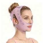 V Line Face Mask Reusable – Chin Strap for Sleeping & Double Chin Support, Adjustable Breathable Slimming Band with Hook and Loop Straps for V Shape Jawline, Lifting Belt for Women & Men Grey (Pink 1)