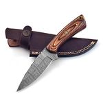 Grace Knives Handmade Hunting Knife Damascus Steel Fixed Blade Knife 7.5 Inch Camping Knives with Leather Sheath G-1072