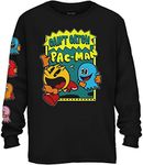 Pac-Man Official Pacman Video Game Shirt - Namco Atari Official Long Sleeve T-Shirt, Black Drawing, X-Large