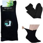 6 Pairs Mens MEN Bamboo Medical Circulation Diabetic LOOSE TOP SOCKS Size 6-11 AU (Black)