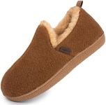 LongBay Women's Felt Bootie Slippers Warm Cozy Memory Foam Slipper Boots with Polar Fleece Lining Non Slip House Shoes Indoor Outdoor Camel, 5-6