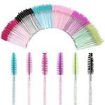 Elisel 300 PCS Disposable Mascara Brushes Crystal Eyelash Brushes Mascara Wands Applicator Eyelash Extensions Makeup Tools Eyebrow Brush (300 Crystal color)