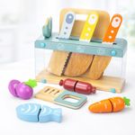 Kids Knife Set Toy with Cutting Board | Pretend Play Kitchen Set with Cuttable Vegetables, Fish & Accessories | Role Play Chef Toy | Educational Montessori Toy for Boys & Girls (3+ Years)