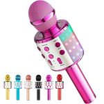 Wireless Bluetooth Karaoke Microphone for Kids,Singing Microphone with LED Lights Karaoke Machine Portable Mic Speaker Player Recorder Party Birthday Toys for 4-14 Year Old Girls Boys(Rose Red)