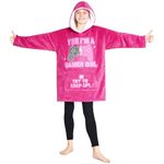 Fleece Hoodie Blanket for Kids and Teenagers - Football One Size Kids Oversized Hoodie with Sherpa-Lined Hood Gaming Gifts for Kids (Pink Gaming)