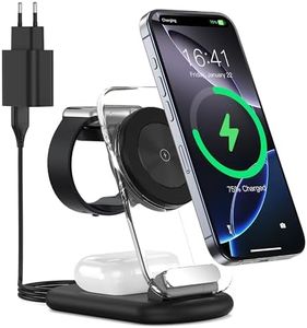 3 in 1 - Stazione di ricarica wireless per Mag-Safe, caricatore magnetico senza fili pieghevole e regolabile, supporto per caricabatterie da viaggio Mag-Safe con luce per iPhone serie 16/15/14