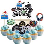 ZHUOWEISM 25 PCS Video Game Cupcake Toppers Video Game Happy Birthday Cake Topper Game On Controllers Cupcake Picks GamePad Cake Decorations for Game Theme Baby Shower Kids Birthday Party Supplies